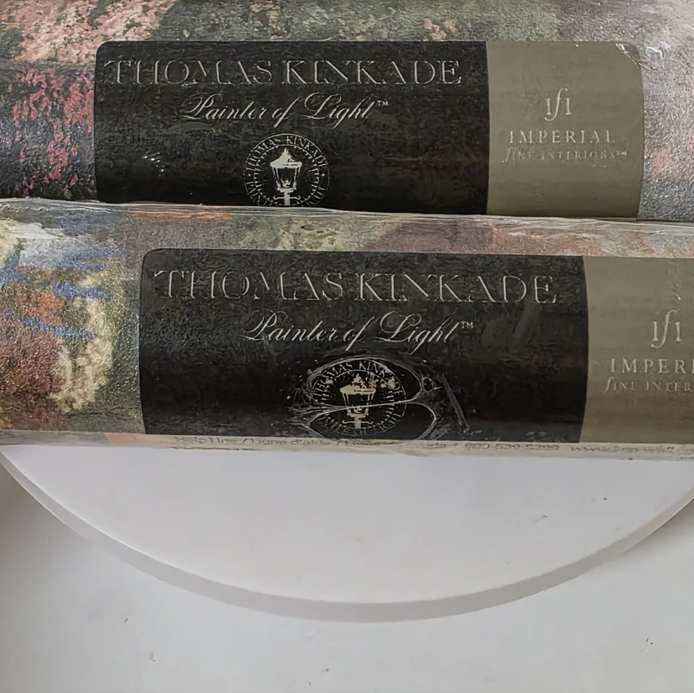 Vtg Thomas Kinkade Wallpaper Border Cottage Village 5 Yards NEW Sealed TK3031B